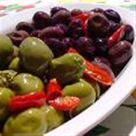 Sweet and Sour Sauce, Olives, Pickled Vegetables